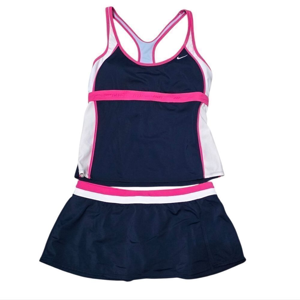 Nike Navy and Pink T Back Tankini